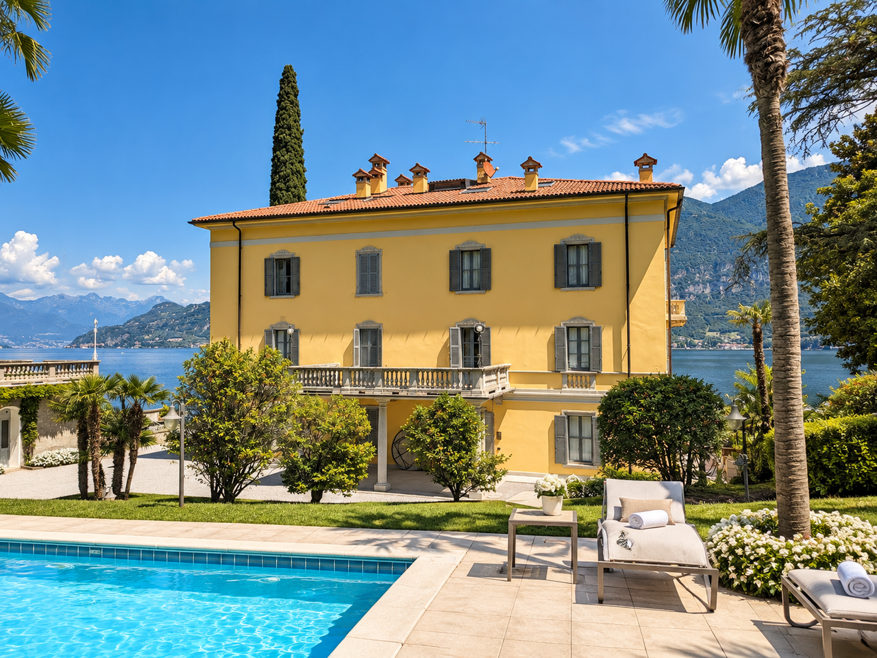 Villa Aura del Lago beside its pool