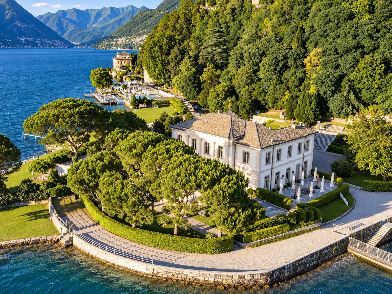 Villa Geno on a wooded Lake Como shoreline