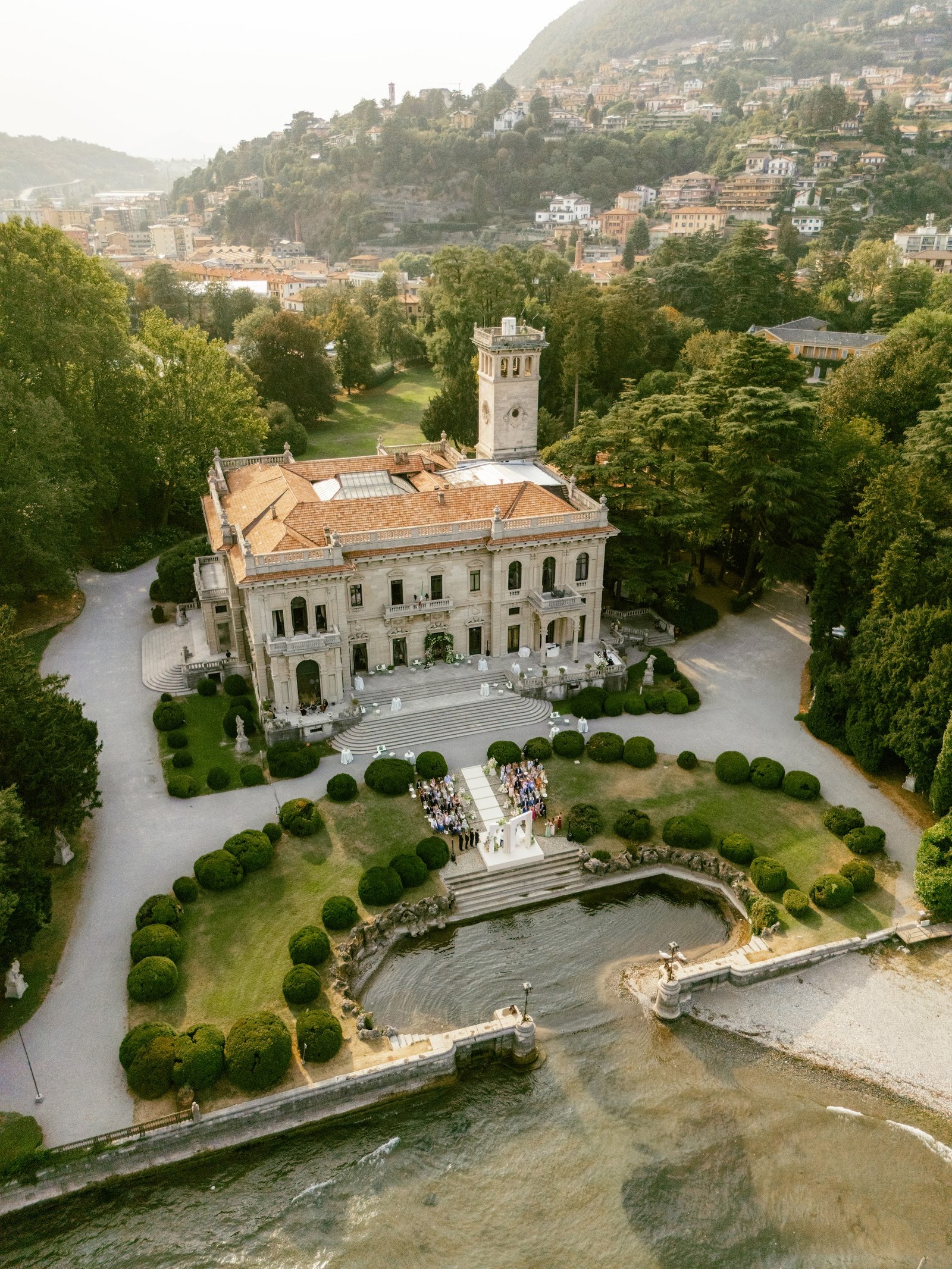 Villa Erba and its landscaped grounds seen from above