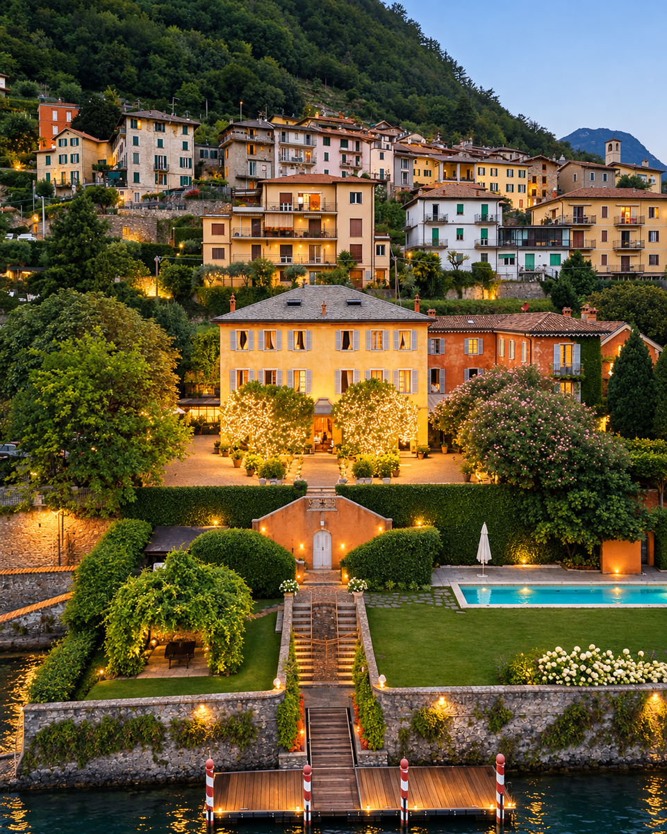 Villa Regina Teodolinda with its lakeside garden and pool